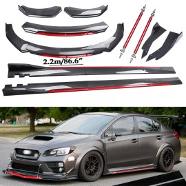 Unbranded For Subaru Impreza Front Bumper Lip Spoiler/ Body Kit+Side Skirt Carbon Fiber