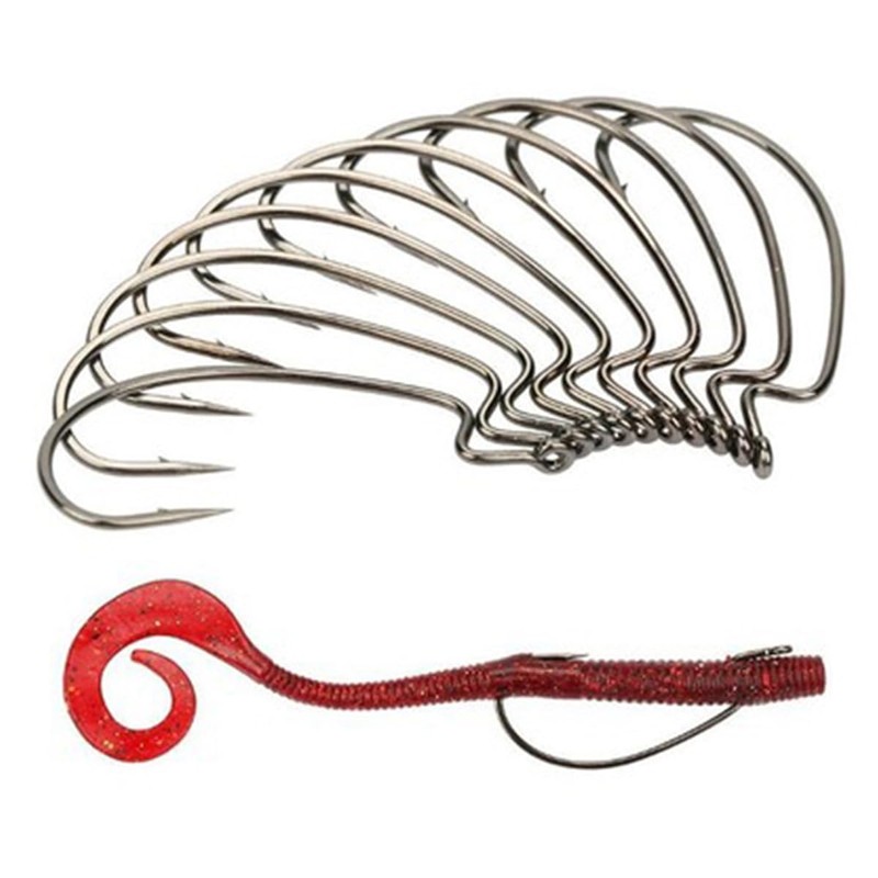 FOLANDO 10PCS Fish Hooks, Fishing Hooks Barbed Hooks Circle Hooks