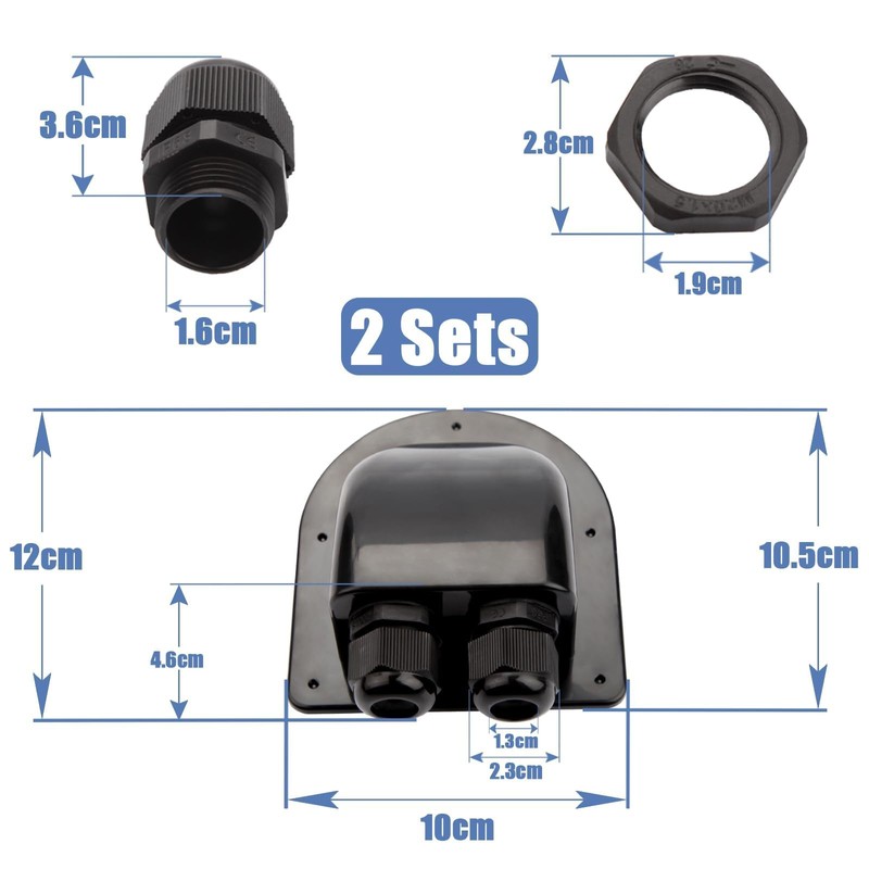 Mbsomnus 2 pieces IP68 cable grommet, waterproof roof guide, solar
