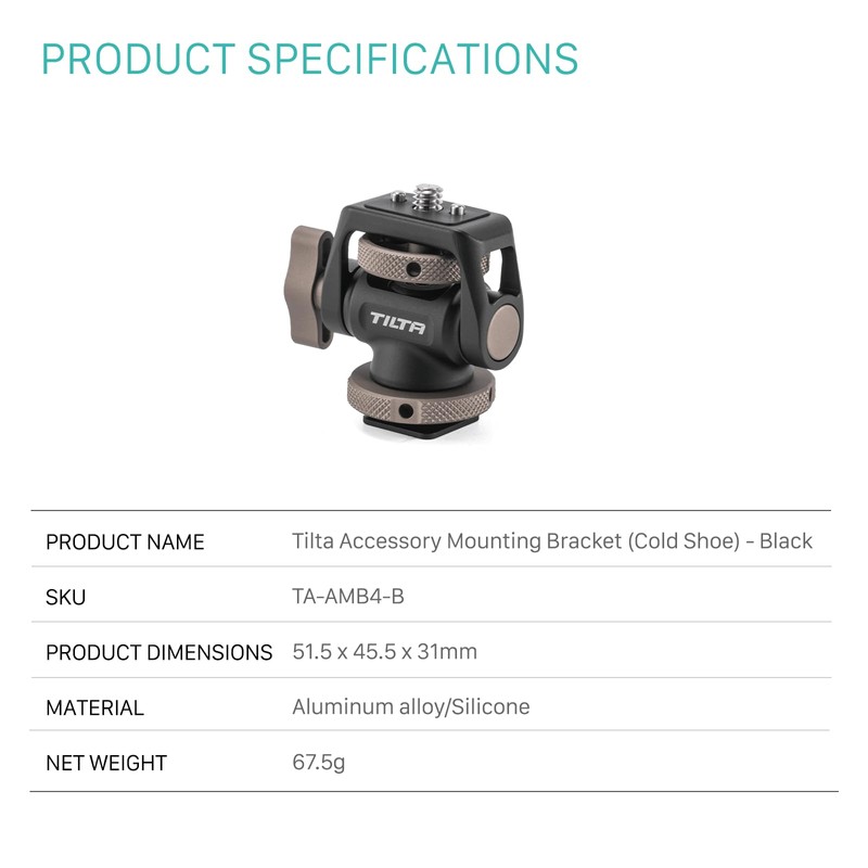 Tilta TA-AMB4-B Accessory Bracket 1/4″-20 with Fixing Pins for Cold