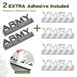 YQCQWL 2Pack Army Special Edition Car Emblem with 4 Adhesives, 3D Badge Decal for Trucks, Metal Stickers Replacement Compatible with Universal Vehicle, Army Veteran Gifts for Men (Black & White)