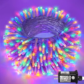 250 LED Christmas Lights Indoor Outdoor, 82ft 8 Modes Clear Wire Christmas String Lights Indoor, Plug in Twinkle Fairy Lights for Bedroom Tree Christmas Decorations, Multicolor