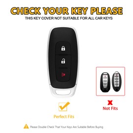 FT FUNTOR for Nissan Key Cover,3 Buttons TPU Key Case with Silver Edge,Compatible with 2023 2024 2025 Nissan Pathfinder Rogue Kicks with Keychain (3-Black)