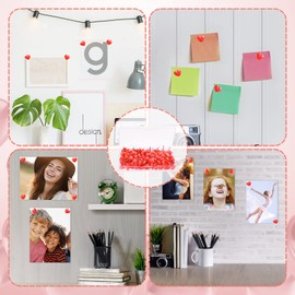 TIESOME Pack of 100 Pink Heart Push Pins, Cute Decorative Thumb Nails, Plastic Pushpins, Heart Shape Push Pins for Home, School, Office, Notice Board, Cork Board (Red)