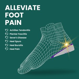 Heel Cups for Heel Pain - Welnove Shoe Inserts Gel Heel Cushion Cup for Achilles Tendonitis, Plantar Fasciitis, Heel Spur, 0.6" Heel Lift Support for Women 7-10 & Men 7-8.5, Black (1 Pair)