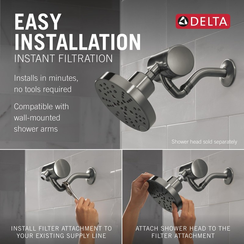 Delta Faucet Clarifi Premium Shower Filter Attachment with Filter, Hard