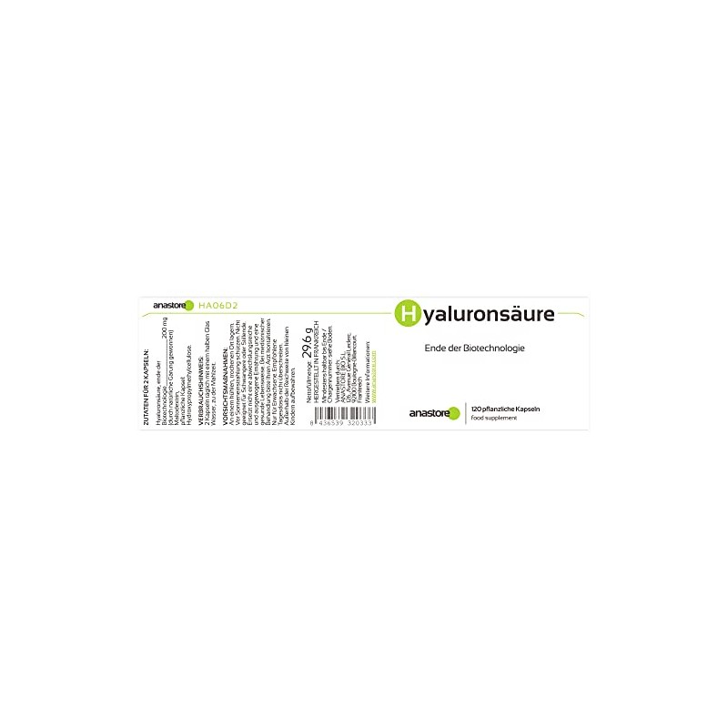 Biotechnological hyaluronic acid * 100 mg / 120 vegetable capsules