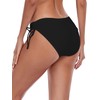 Ocean Blues Women's Black Sides Drawstring Full Coverage Bikini Bottom
