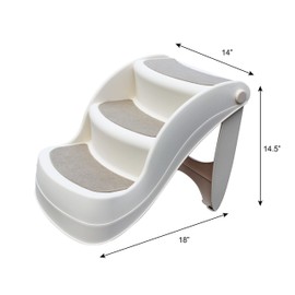 MaxWorks 50533 3-Step Non-Slip Foldable Pet Stairs Indoor and Outdoor, Non-Slip Pads, Side Rails Support up to 40 lbs, Small, White