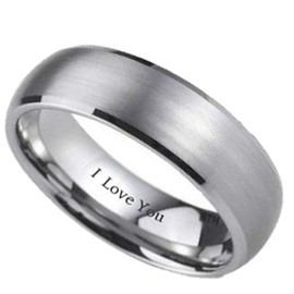 BESTTOHAVE Mens Titanium Ring - 7mm Wide - Small Engraved Inside With I Love You Classic Unisex Wedding Engagement Comfort Fit Jewellery Band Ring - Size L (Available in Most Sizes)