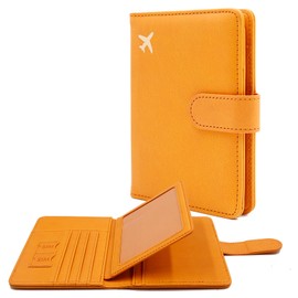 Deziliao Passport Holder for Women and Men, Passport Holder Card Slots, RFID Blocking Passport Wallet, Travel Essentials Cute Passport Cover Passport Case (Orange)