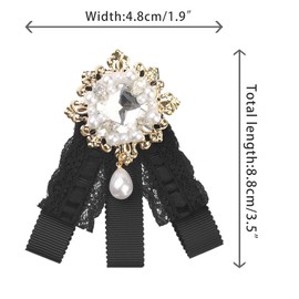 Elerevyo Women's Bowknot Brooch Lace Bow Tie Elegant Ribbon Bow Tie Brooches Collar Pin Black One Size