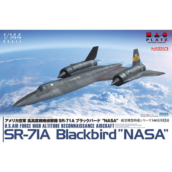 Platz AE144-8 1/144 US Air Force High-Altitude Strategic Recon Aircraft SR-71 Blackbird NASA Plastic Model, Molded Color