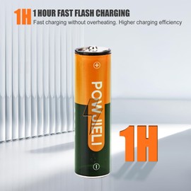 POWJIELI Rechargeable AA Lithium Batteries 1.5V AA Battery 2200mWh High Capacity USB-C Charge, 1 Hour Quick Charge Double A Batteries 4 Packs