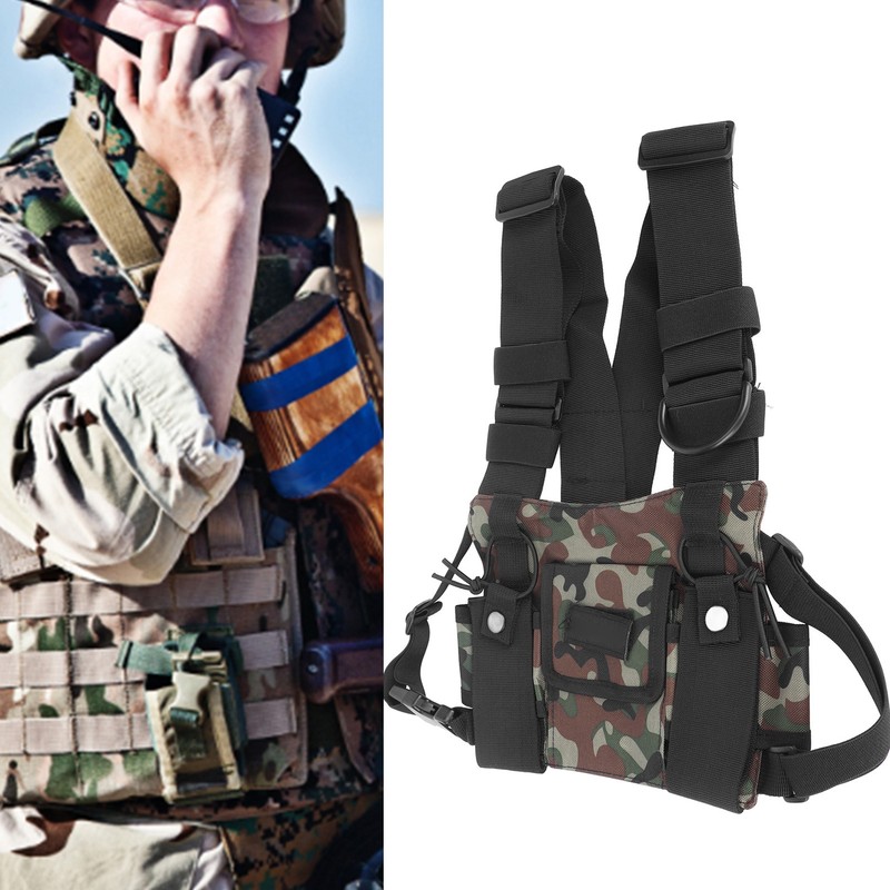 Radio Chest Harness 2 Pockets Oxford Cloth Adjustable Vest Rig