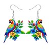BAMAY Acrylic Colorful Parrot Earrings Lightweight Dangle Cute Bird Jewelry