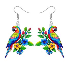 BAMAY Acrylic Colorful Parrot Earrings Lightweight Dangle Cute Bird Jewelry Summer Bird Lover Gifts for Women Mom Tropical Animal Charms (Blue)