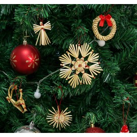 Anstore 36-Piece Straw Star Set, 6 cm, Straw Stars, Tree Decoration, Christmas Decoration
