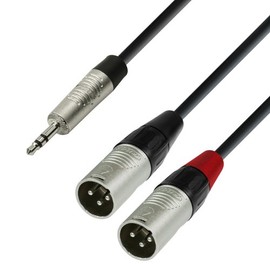Adam Hall Cables 4 STAR YWMM 0300 Y Cable REAN 2 x XLR Male to Mini Jack TRS | 3 m