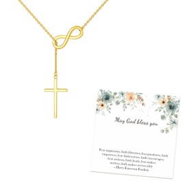 BEILIN Infinity Cross Necklace Dainty 18k Gold Plated Faith Cross Pendant Simple Christian Jewelry Gift for Women