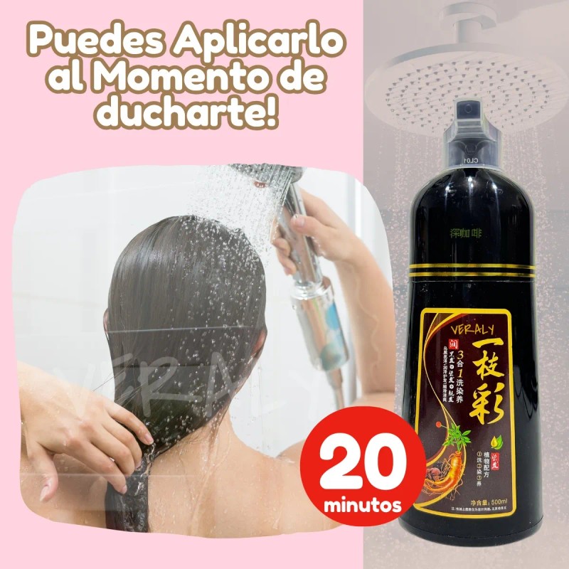 3 Pz Shampoo Tinte Instantáneo Cubre Canas Natural Jengibre