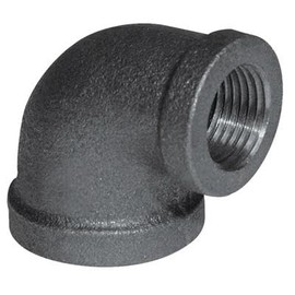 PlumberStop - 1 X 3/4 BLACK 90 ELBOW, Black Iron Malleable Pipe Fittings, Steel For Heating Industrial Residential Commerical Plumbing