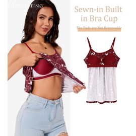 Camisoles for Women with Built in Bra Adjustable Strap Tank Tops Cami Sleeveless Summer Tops for Workout Sleeping Traveling 2XL