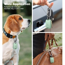 SURITCH for AirTag Holder 2 Pack, Keychain with Anti-Lost Carabiner Shockproof TPU Protective Case for AirTag for Kids, Keys, Pets, Luggage, Bags, 2 Pack -(Light Green *2)