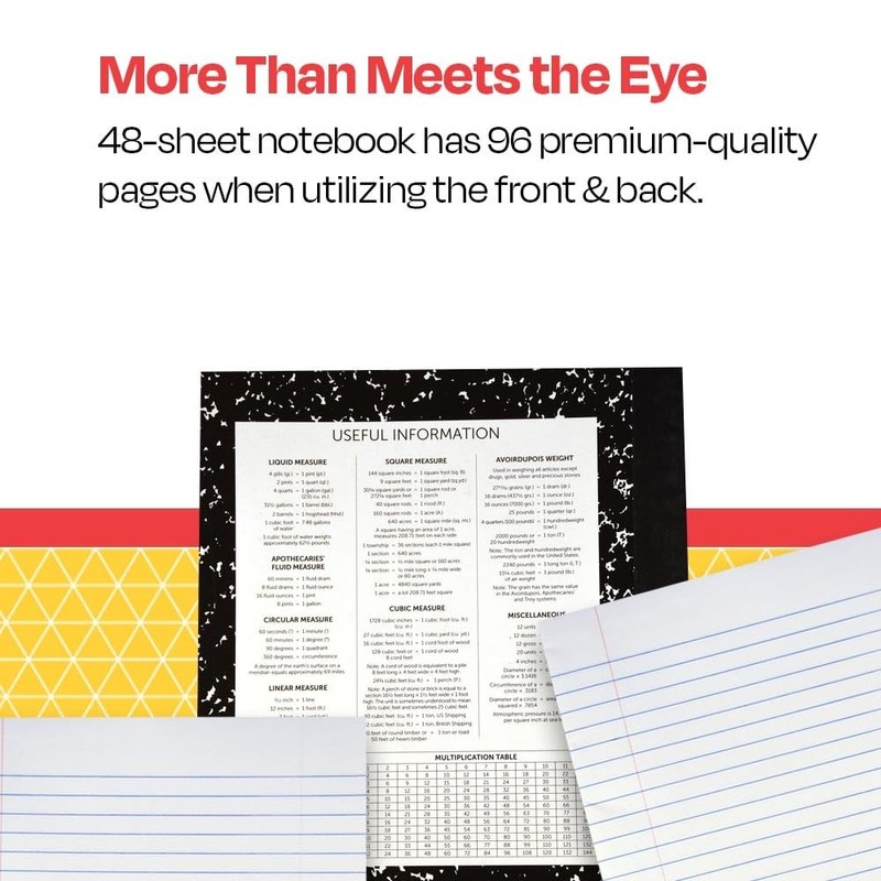 School Smart Flexible Cover Ruled Composition Book, 48 Sheets, 9-3/4
