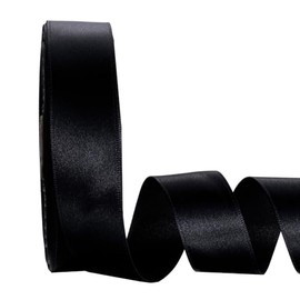 SHINIYUKI 1 Inch Black Satin Ribbon for Flower Bouquet, listones/Cinta para Flores eternas, Crafts, Gift Wrapping, 50 Yards