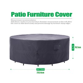 F&J Outdoors Patio Furniture Covers, Heavy Duty Tear Resistant Waterproof UV Resistant Windproof Outdoor Furniture Cover, Grey, 84" Diax31 H