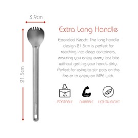 Titanium Long Handle Spork Ultra Lighweight Camping Outdoor Cookware Utensils Light Weight Titanium Tableware Picnic Hiking Utensils Spoon Fork Outdoor EDC Travel Supplies