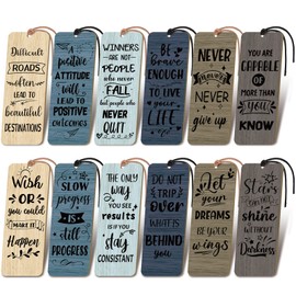 24 Pcs Inspirational Wood Bookmarks Thank You Gifts Bulk Inspirational Bookmark with Tassel Employee Appreciation Gifts for Coworker Women Men Teacher Gift(Spirit)