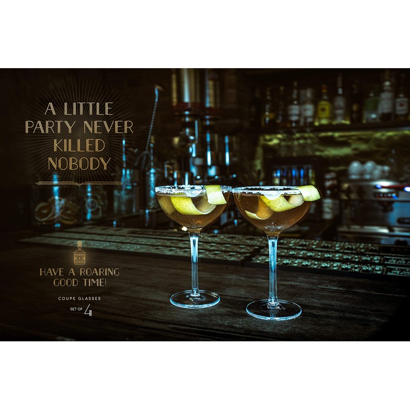 Vintage Crystal Champagne Coupe Glasses | Set of 4 |