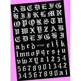 Art Latin Roman English Alphabet Letter Number 3D Nail Art Sticker 3359 White for Nails Design Nail Art Stickers Decals Supplies Manicure Tips Sticker Colorful for Nail Decorations