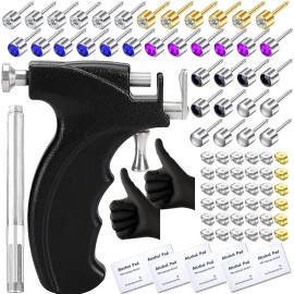 zygc Professional Ear Piercing Gun Kit with 18 Pairs of Diamond Stud Black