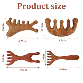 Massage Comb 4 PCS Wooden Massage Comb for Deep Relaxation & Stress Reduction Scalp Massages Combs 6 Claws for Scalp Eye Facial Neck Shoulder for Men Women