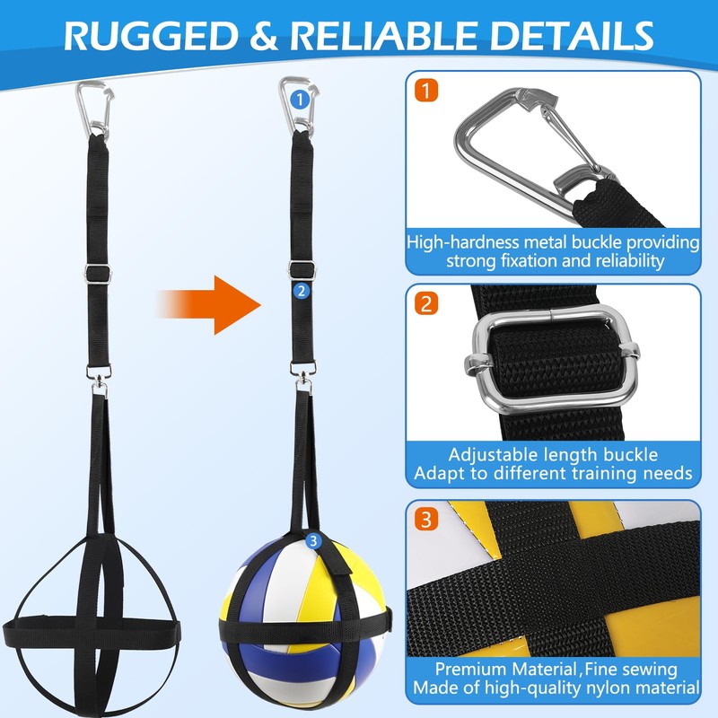 Volleyball Solo Spike Hanging Trainer, Adjustable & Hand-Safe Design