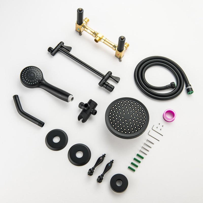 LIWEIKE 2 Handle Shower Faucet Matte Black Two Handles Shower