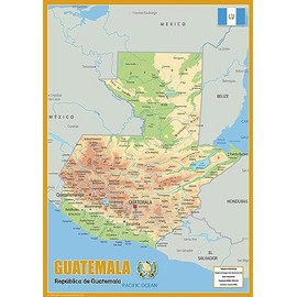 Guatemala Physical Map - 23.3 x 16.5 Inches - Paper Laminated