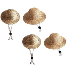 2Pc Novelty Summer Adjustable Pet Dog Outdoor Straw Hat Puppy Small Kitty Cat Sunhats Dog Hat