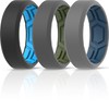 ThunderFit Men Breathable Air Grooves Silicone Rings Wedding Bands 8mm