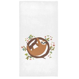 Vdsrup Cute Sloth Hand Bath Towel Shower Towels Spring Flowers Fingertip Bathroom Towel Kitchen Dish Guest Towel Highly Absorbent Soft for Hand Face Gym Spa 30 X 15 Inch
