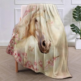 VANZEV Horse Blanket, 50"x60" Luxurious Flannel Fleece Throw for Kids & Adults, Ultra-Soft and Warm Home Decor Blanket, for Animal Horse Lovers