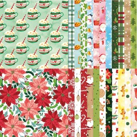 48 Sheets Christmas Pattern Paper Set 24 Designs Decoupage Papers Kit Single-Sided Colorful Christmas Pattern Decorative Craft Papers Scrapbooking Supplies DIY Gift Wrapping Paper (B Style, 6x6in)