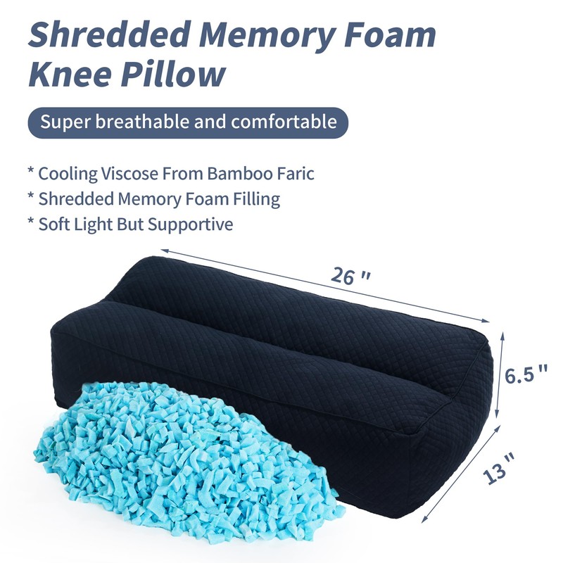 HOMBYS Shredded Memory Foam Knee Pillow for Side Sleepers, 6.5"