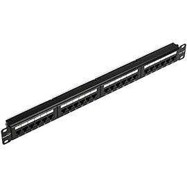 NavePoint 24-Port Cat5E UTP Unshielded Patch Panel for 19-Inch Wallmount Or Rackmount Ethernet Network 1U Black 4-Pack