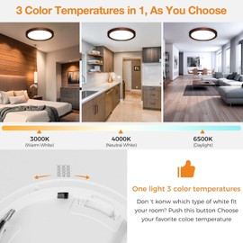 slochi Bathroom Light, 3000K/4000K/6500K 3 Color Temperature, Waterproof IP44, Small, Round, Modern, Flush Ceiling Light for Bathroom, Kitchen, Bedroom, HallwayØ18CM(Oil Rubbed Bronze)