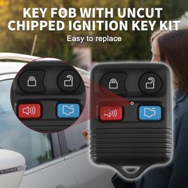 TUCKBOLD Keyless Entry Remote Key Fob for Ford Explorer 2002-2010 315Mhz CWTWB1U345 4 Button Reusable | Uncut Ignition Transponder Key Kit 1 Set for Ford Expedition 2003-2011