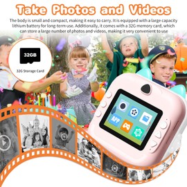Kids Camera,Instant Print Camera for Kids, Christmas Birthday Gifts for Girls Boys, Digital Camera with 1080P Videos, Portable Travel Camera Toy for 6+ years Old Girl with Print Paper & 32G Card